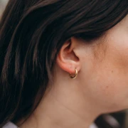 Hammered round hoop 15 mm - Wire 2.5 mm - Stainless steel 316L and 201 Gold x2