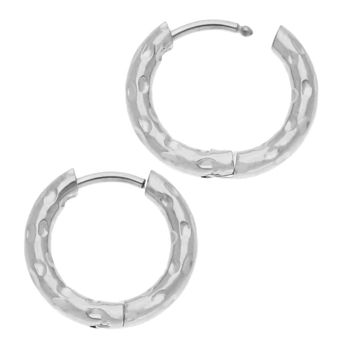 Hammered round hoop 15 mm - Wire 2.5 mm - Stainless steel 316L and 201 x2