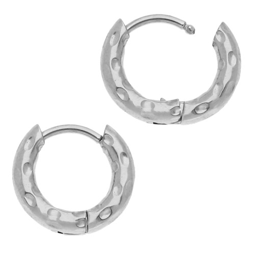 Hammered round hoop 12 mm - Wire 2.5 mm - Stainless steel 316L and 201 x2