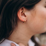 Hammered round hoop 12 mm - Wire 2.5 mm - Stainless steel 316L and 201 Gold x2