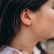 Hammered round hoop 12 mm - Wire 2.5 mm - Stainless steel 316L and 201 Gold x2