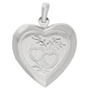 Heart photo holder pendant 26x23 mm - Hearts motif - Fine silver plating x1