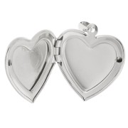 Heart photo holder pendant 26x23 mm - Hearts motif - Fine silver plating x1