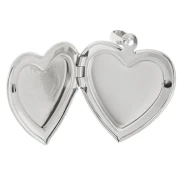 Heart photo holder pendant 26x23 mm - Hearts motif - Fine silver plating x1