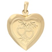 Heart photo holder pendant 26x23 mm - Hearts motif - Gilded with fine gold x1