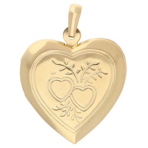 Heart photo holder pendant 26x23 mm - Hearts motif - Gilded with fine gold x1