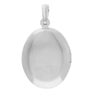 Oval Photo Frame Pendant 26x18 mm - Flower motif - Fine silver plating x1