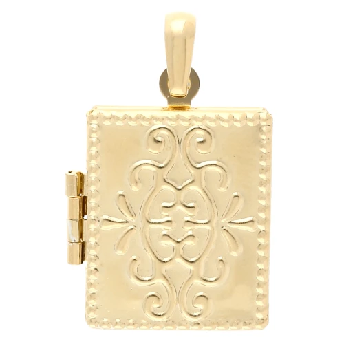 Rectangle photo holder pendant 24x18 mm - arabesque motif - Gilded with fine gold x1