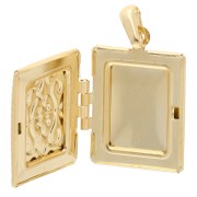 Rectangle photo holder pendant 24x18 mm - arabesque motif - Gilded with fine gold x1