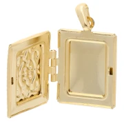 Rectangle photo holder pendant 24x18 mm - arabesque motif - Gilded with fine gold x1