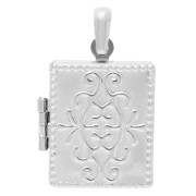 Rectangular photo holder pendant 24x18 mm - arabesque motif - Fine silver plating