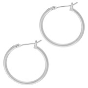 Round hoop earrings 23 mm - Wire 1.8 mm - Fine silver plating x2