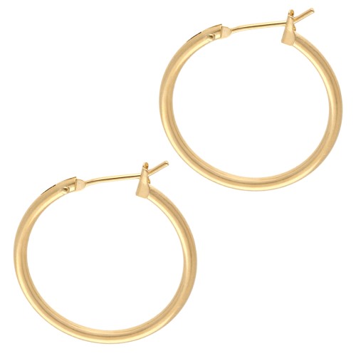 Round hoop earrings 23 mm - Wire 1.8 mm - Gilded with fine gold x2