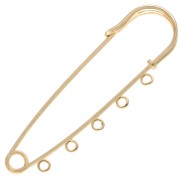 61 mm safety pin brooch with 5 rings - Gilded with fine gold x1