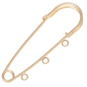 50 mm safety pin brooch with 3 rings - Gold-plated x1