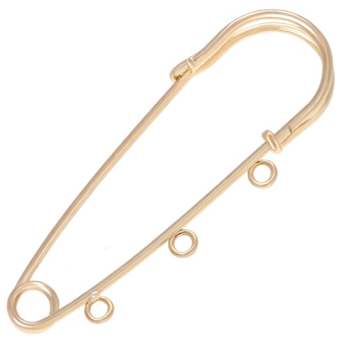 50 mm safety pin brooch with 3 rings - Gold-plated x1