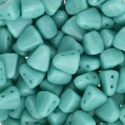 Two holes Czech glass beads Nib-Bit 6x5 mm - Opaque Green Turquoise x10g