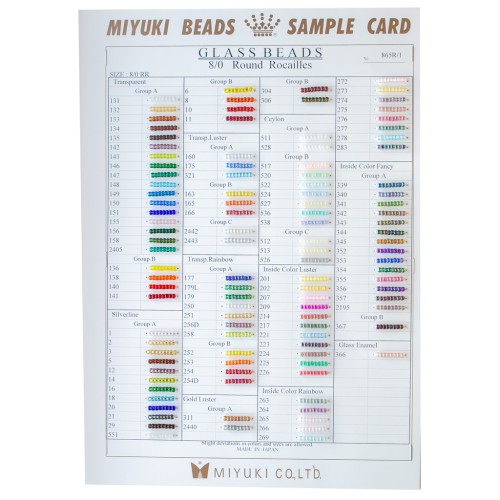 Miyuki 8/0 Seed Bead Color Chart (No. 865/R/1-2) - Sheets 1 and 2
