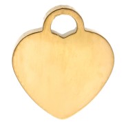 10x9 mm heart charm with bow motif and epoxy - 304 Gold stainless steel - Pink glitter