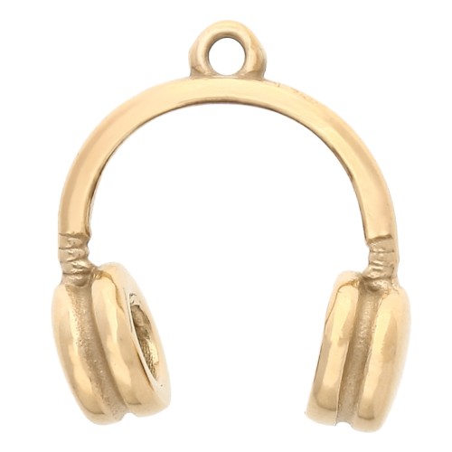 Headphones pendant 20x18 mm - 304 Gold stainless steel x1