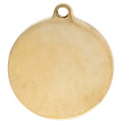 18 mm round charm with Good Luck Always clover design and rhinestones - 304 gold-plated stainless steel