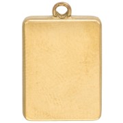 Rectangle charm 18x12 mm clover pattern - 304 Gold stainless steel - Green glitter x1