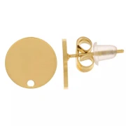 Smooth round stud earrings 10 mm - Stainless steel 316L Gold x20