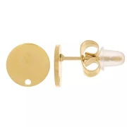 Smooth round stud earrings 8 mm - Stainless steel 316L Gold x20