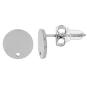 Smooth round stud earrings 8 mm - 316L stainless steel x20