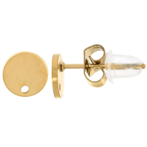 Smooth round stud earrings 6 mm - Stainless steel 316L Gold x20