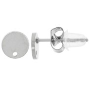 Smooth round stud earrings 6 mm - 316L stainless steel x20