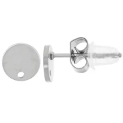 Smooth round stud earrings 6 mm - 316L stainless steel x20