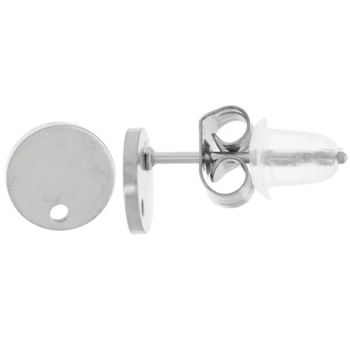 Smooth round stud earrings 6 mm - 316L stainless steel x20