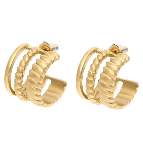 Triple-row 19x16 mm braided brackets - 304 Gold stainless steel x2