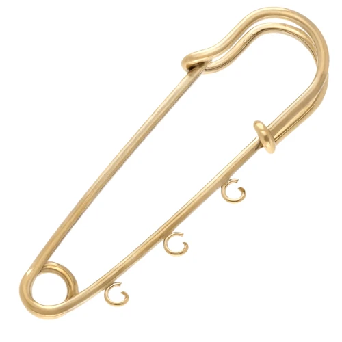 49 mm safety pin - 3 rings - 304 stainless steel, gold-plated x1