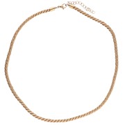 Polyester cord necklace 4 mm - 304 stainless steel gold plated - Dark beige x46cm