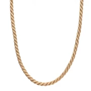 Polyester cord necklace 4 mm - 304 stainless steel gold plated - Dark beige x46cm