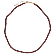 Polyester cord necklace 4 mm - Stainless steel 304 Gold - Bordeaux x46cm