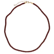 Polyester cord necklace 4 mm - Stainless steel 304 Gold - Bordeaux x46cm