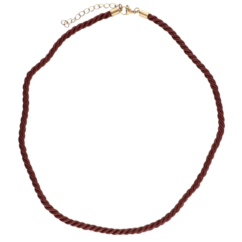 Polyester cord necklace 4 mm - Stainless steel 304 Gold - Bordeaux x46cm