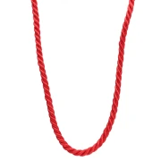 Polyester cord necklace 4 mm - 304 stainless steel gold plated - Red x46cm