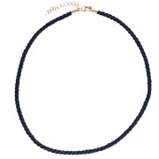 Polyester cord necklace 4 mm - Stainless steel 304 Gilded - Navy blue x46cm