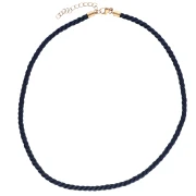 Polyester cord necklace 4 mm - Stainless steel 304 Gilded - Navy blue x46cm