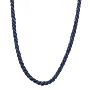 Polyester cord necklace 4 mm - Stainless steel 304 Gilded - Navy blue x46cm