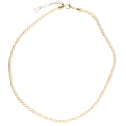 Polyester cord necklace 4 mm - Stainless steel 304 Gold - Cream x46cm