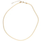 Polyester cord necklace 4 mm - Stainless steel 304 Gold - Cream x46cm