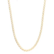 Polyester cord necklace 4 mm - Stainless steel 304 Gold - Cream x46cm