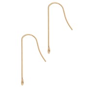 Straight ear hooks 29 mm - Stainless steel 316L Gold x2