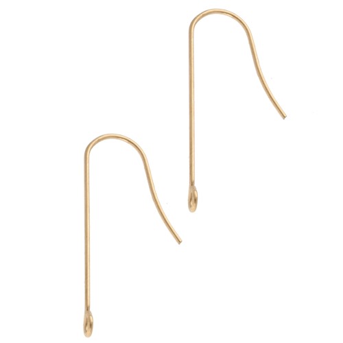 Straight ear hooks 29 mm - Stainless steel 316L Gold x2
