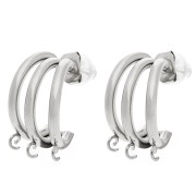 Triple-row 14 mm hoop with 3 open rings - 304 stainless steel x2